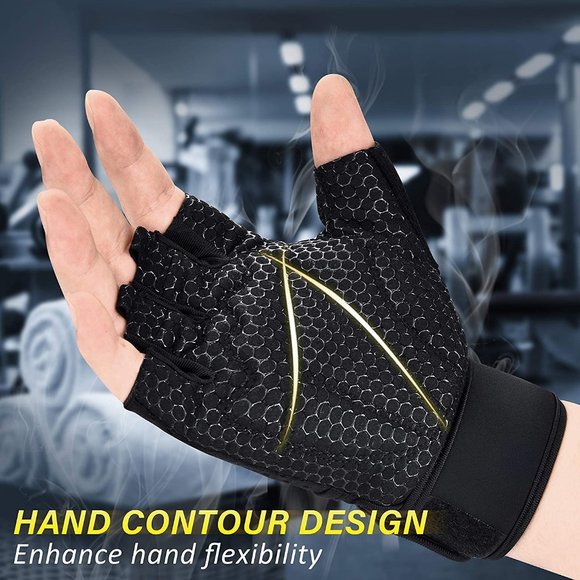 Breathable Weight Lifting Gloves: Fingerless Workout Gym Gloves - Picture 5 of 6